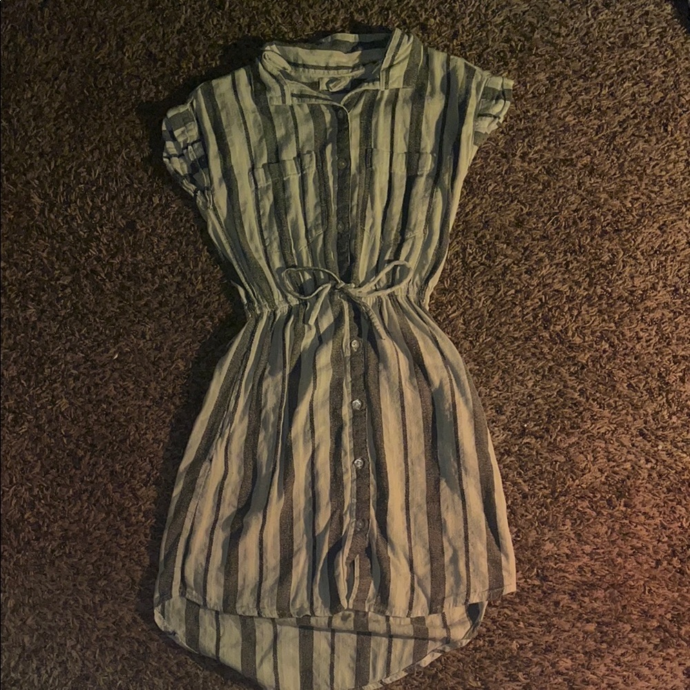 Blue and White High Low Shirt Dress